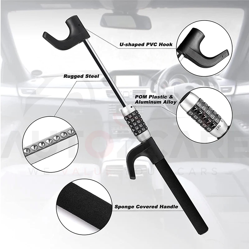 Anti Theft Keyless Password Protected Steering Wheel Lock - Image 2
